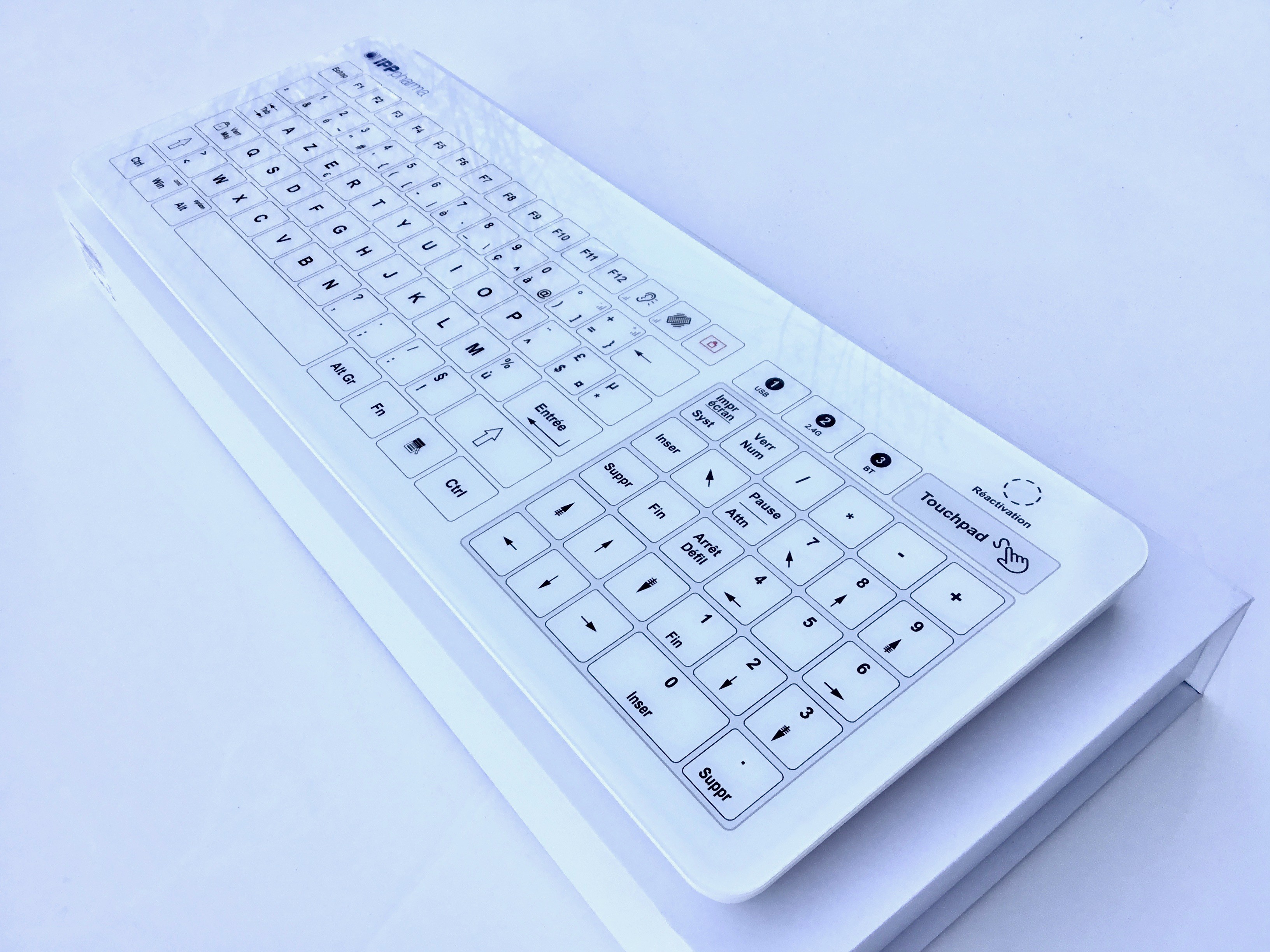 Clavier tactile aseptique verre wifi